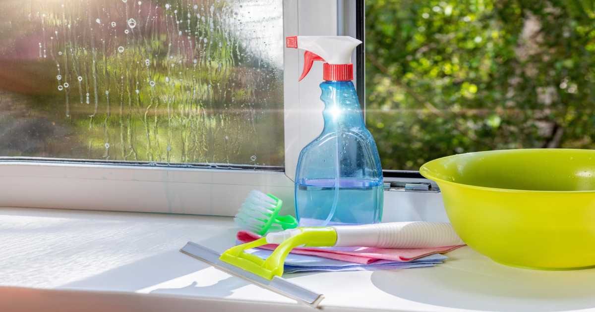 Window Cleaning Tools Cleaning Agent Are Standing Windowsill (1)